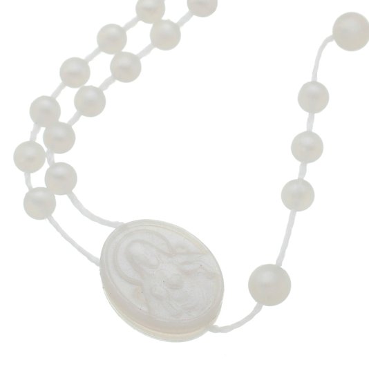 Kit com Terços de Plástico Branco Perolado de N. S. do Silêncio - 12Un
