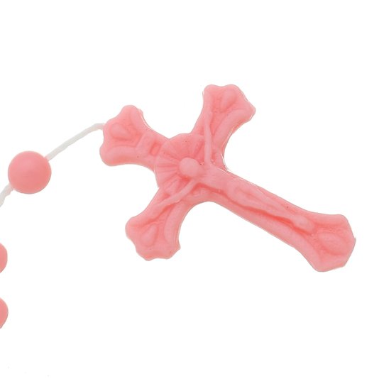Kit Terço de Plástico Rosa Claro - 12un