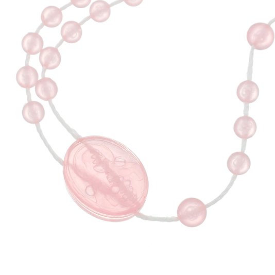 Kit Terço de Nylon Plástico Rosa Claro Cristal - 12un