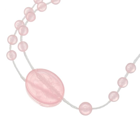 Kit Terço de Nylon Plástico Rosa Claro Cristal - 12un