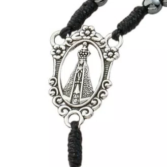 Terço de Pescoço de Nossa Senhora Aparecida em Hematita 4mm