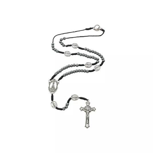 Terço de Pescoço de Nossa Senhora Aparecida em Hematita 4mm