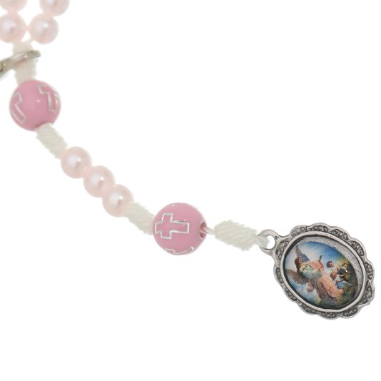 Kit Terço de Pulso do Santo Anjo da Guarda Rosa - 3Un