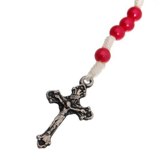 Terço de Pulso do Sagrado Coração de Jesus e Maria Vermelho - 3Un