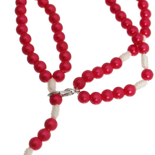 Terço de Pulso do Sagrado Coração de Jesus e Maria Vermelho - 3Un