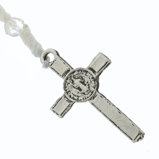 Kit Terço de Pulso com Medalha de São Bento e Conta Cristal Translúcido - 2Un