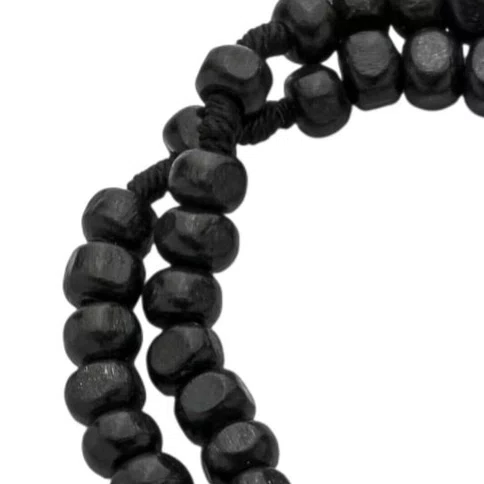 Terço de Pulso Masculino com Medalha de São Bento Na Ponta em Madeira Preto 6mm