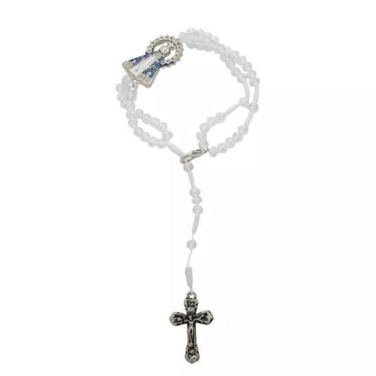 Terço de Pulso de Nossa Senhora Aparecida com Aureóla com Contas Translúcidas - 2un