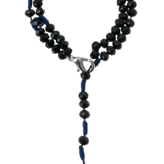 Kit Terço de Pulso de Nossa Senhora Aparecida com Contas Cristal Preto - 2Un