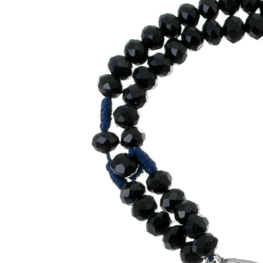 Kit Terço de Pulso de Nossa Senhora Aparecida com Contas Cristal Preto - 2Un
