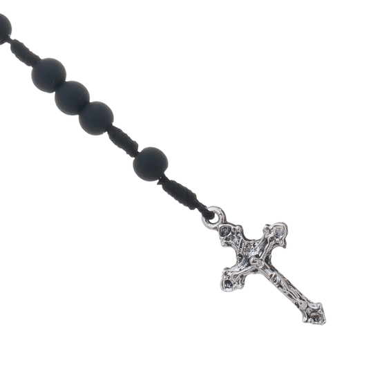 Kit Terço de Pulso de Nossa Senhora Aparecida Preto Emborrachado - 2Un