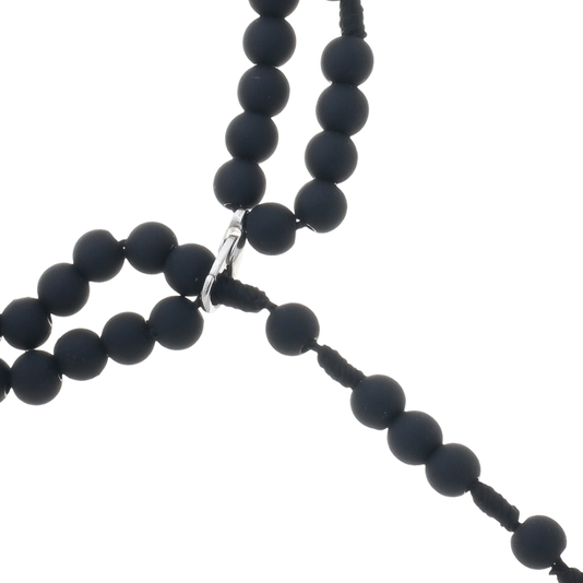 Kit Terço de Pulso de Nossa Senhora Aparecida Preto Emborrachado - 2Un
