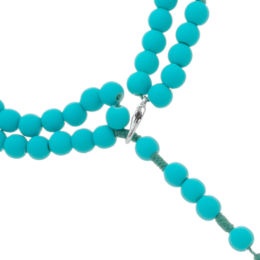 Kit Terço de Pulso de Nossa Senhora Aparecida Turquesa - 2Un