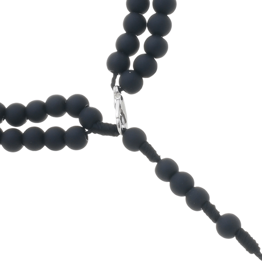 Kit Terço de Pulso de São Miguel Arcanjo Preto Emborrachado - 2Un