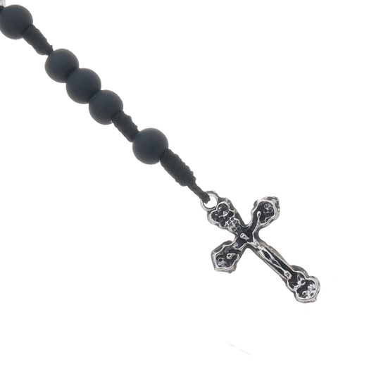 Kit Terço de Pulso de São Miguel Arcanjo Preto Emborrachado - 2Un