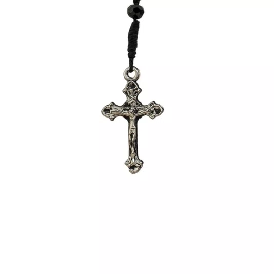 Terço de Pulso Medalha Resinada Nossa Senhora Aparecida Cristal Preto 4mm 2un