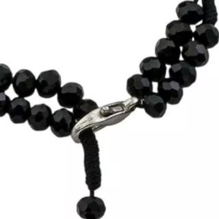 Terço de Pulso Medalha Resinada São Bento Cristal Preto 4mm 2un