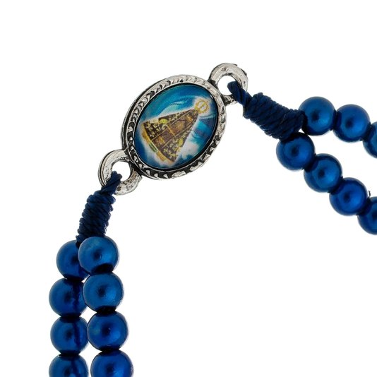 Kit Terço de Pulso deNossa Senhora Aparecida Azul Marinho - 3Un