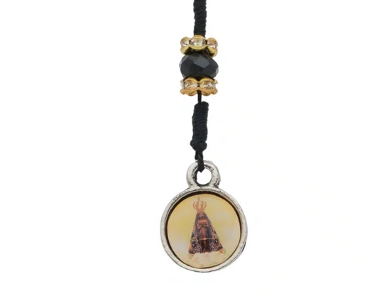 Terço de Pulso Nossa Senhora Aparecida em Cristal com Strass - Preto - 2Un