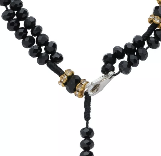 Terço de Pulso Nossa Senhora Aparecida em Cristal com Strass - Preto - 2Un