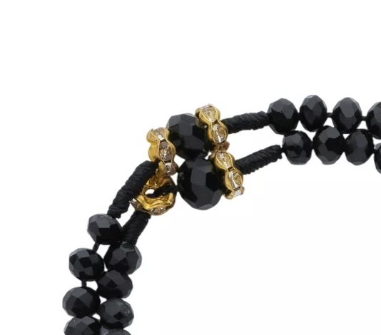 Terço de Pulso Nossa Senhora Aparecida em Cristal com Strass - Preto - 2Un