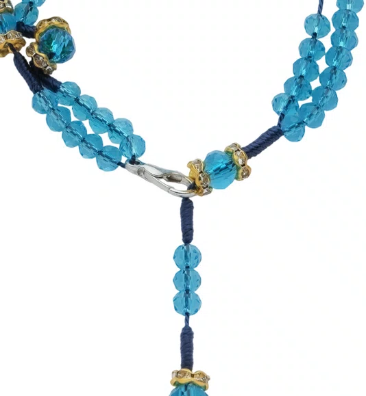 Terço de Pulso Nossa Senhora Das Graças em Cristal com Detalhes em Strass Azul - 2un