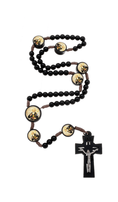 Terço de São Bento com entremeio - preto 6mm