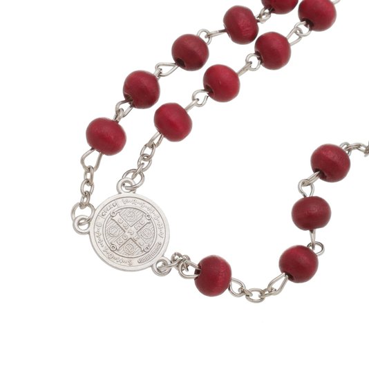 Terço Perfumado com Medalha de São Bento em Metal - Vermelho