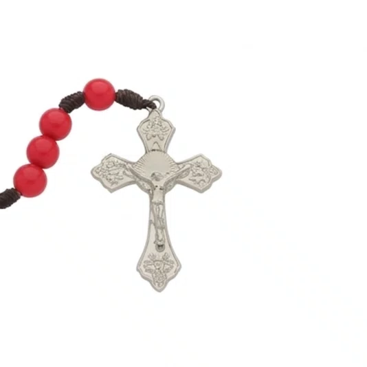 Terço de São Carlo Acutis com Conta Pérola - Vermelho