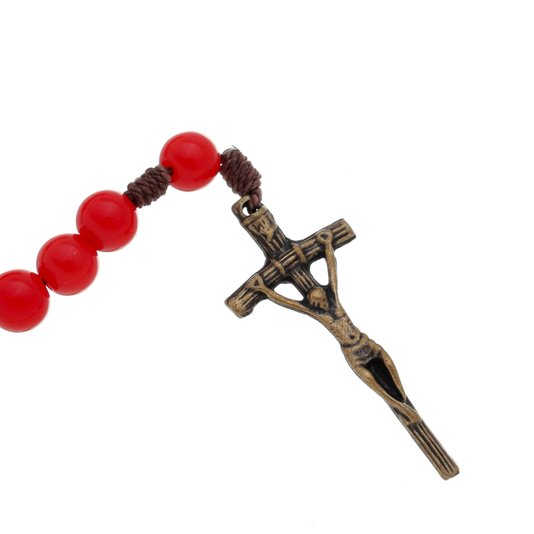 Terço de São João Paulo II com Contas Pérola - Vermelho