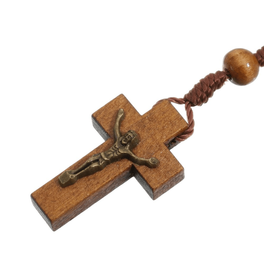Terço de São José com Contas e Crucifixo de Madeira - Marrom