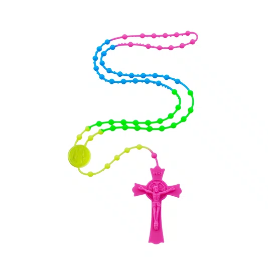 Terço de Silicone Fluorescente Mesclado de São Bento