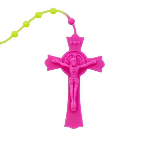 Terço de Silicone Fluorescente Mesclado de São Bento