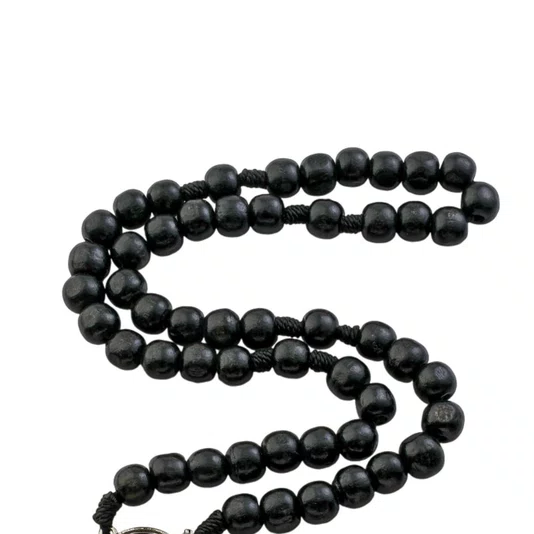 Terço Intercessor de São Bento com Contas de Madeira Preto 10mm