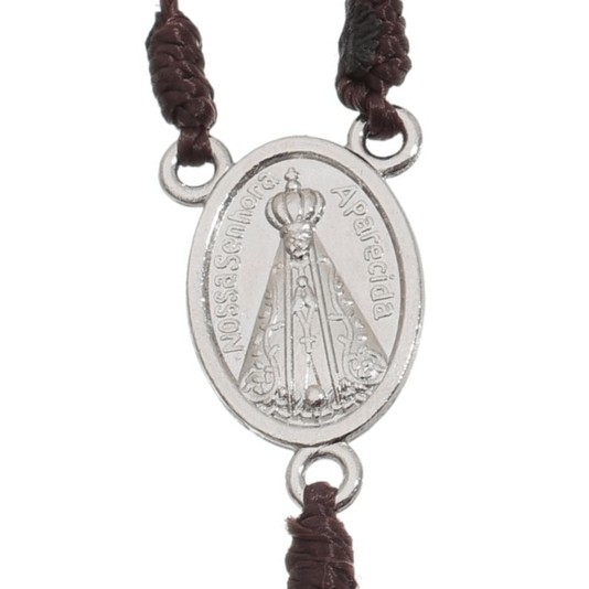 Terço de Nossa Senhora Aparecida com Contas Acrílicas de Rosas - Colorido