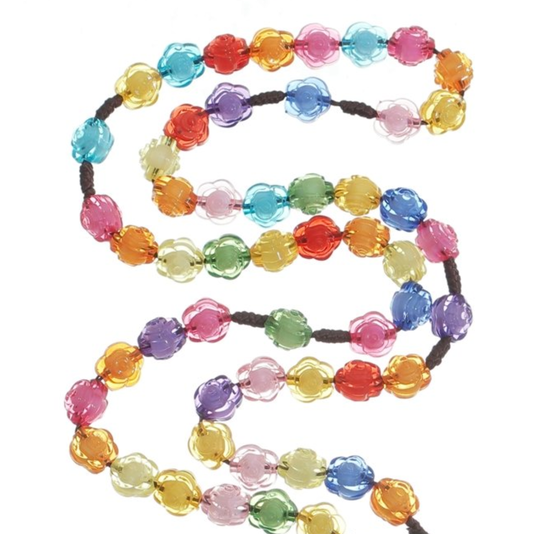 Terço de Nossa Senhora Aparecida com Contas Acrílicas de Rosas - Colorido