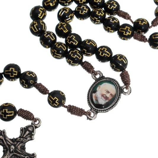 Terço Padre Pio - Preto 8mm