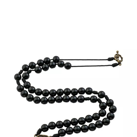 Terço São Bento de Pescoço de Pérola Preta 10mm