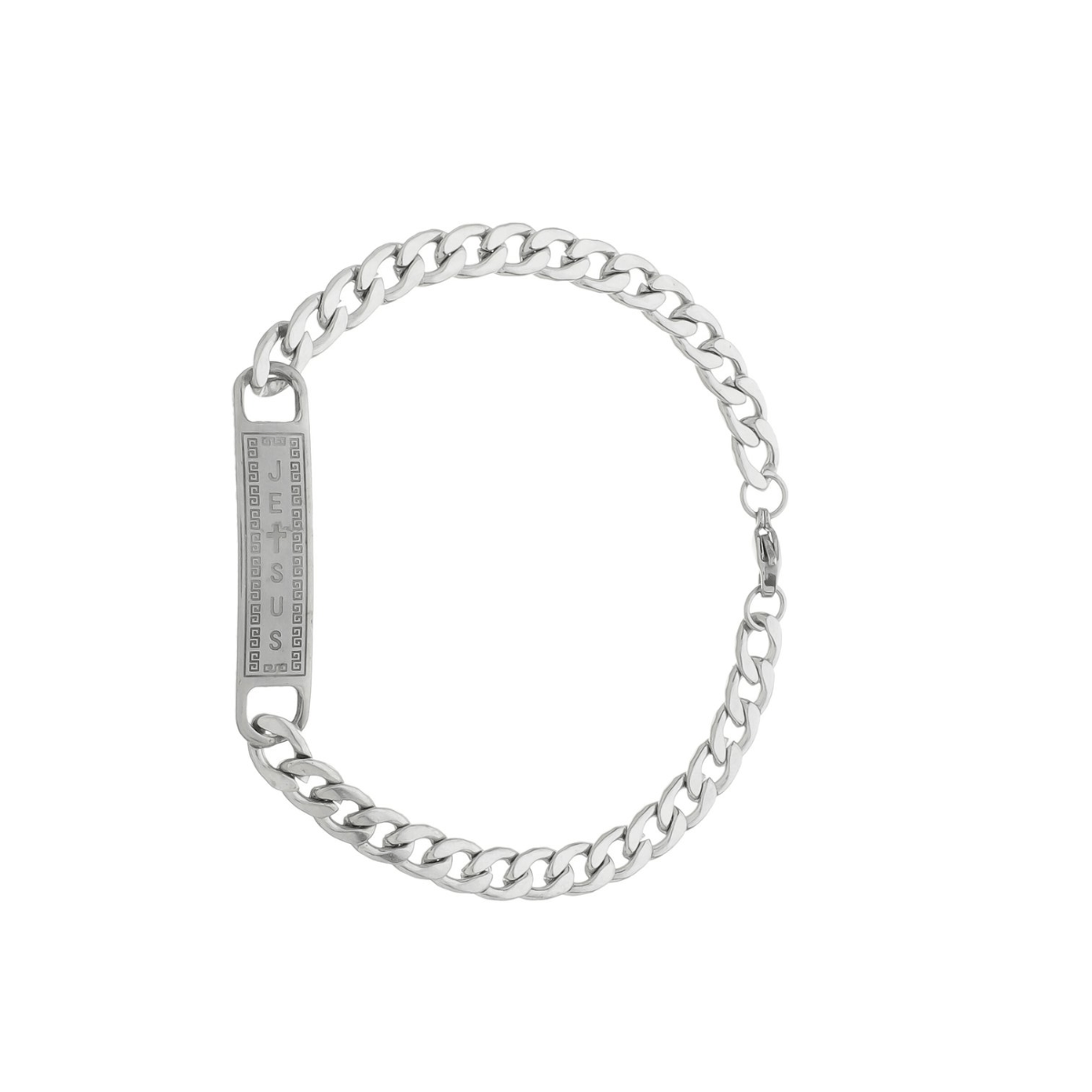 Pulseira Masculina de Jesus Gravada a Laser em Inox - Prata Pulseira Masculina de Jesus Gravada a Laser em Inox - Prata