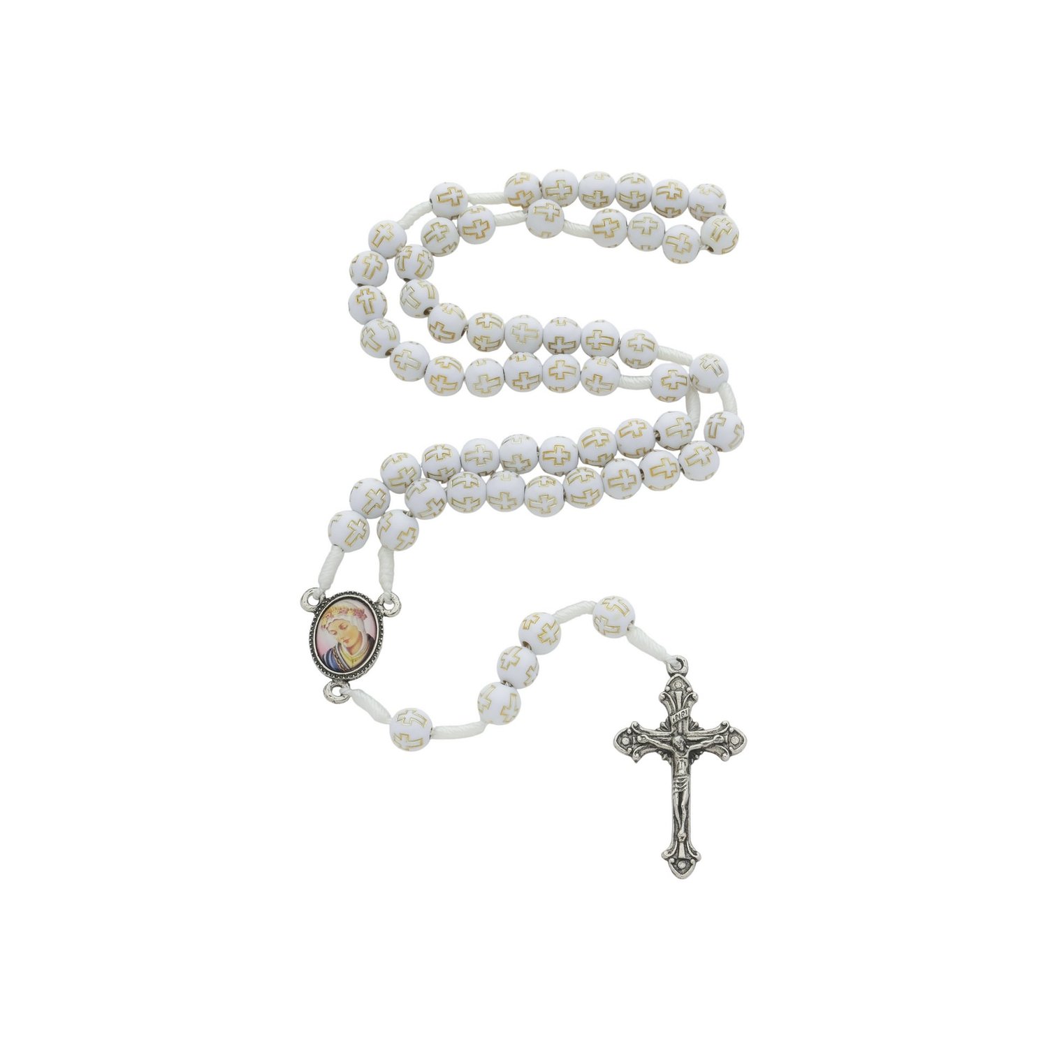Terço das Mães que Oram pelos Filhos Nossa Senhora de La Salette - Conta Cruz Branca Terço das Mães que Oram pelos Filhos Nossa Senhora de La Salette - Conta Cruz Branca