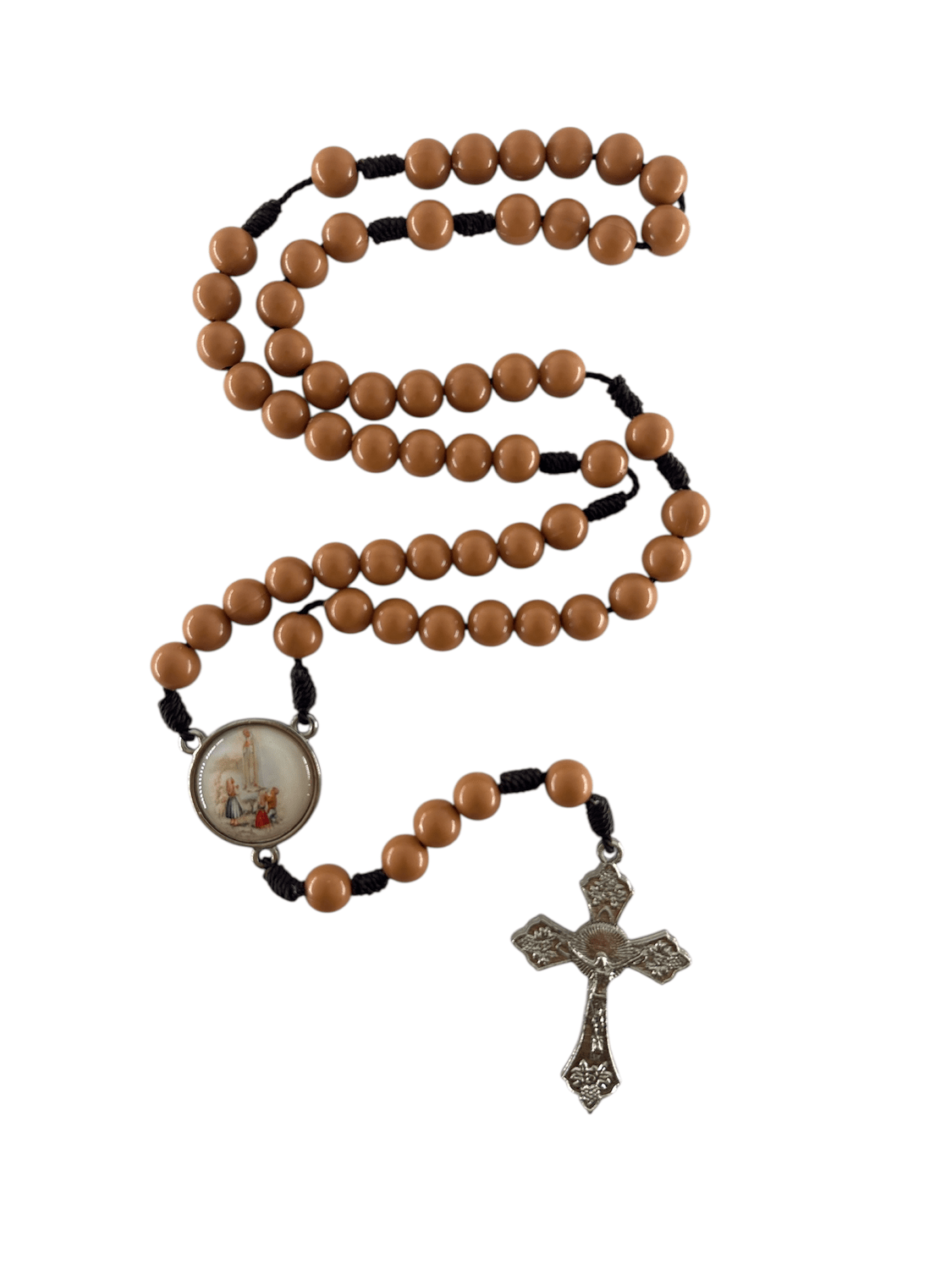 Terço de Nossa Senhora de Fátima com Contas Salmão Terço de Nossa Senhora de Fátima com Contas Salmão