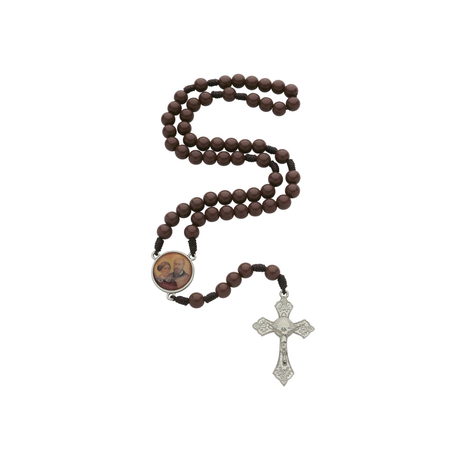 Terço de São Luís e Santa Zélia Martin com Contas Marrom Terço de São Luís e Santa Zélia Martin com Contas Marrom