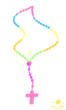 Terço de silicone Fluorescente - Mesclado 12 UN