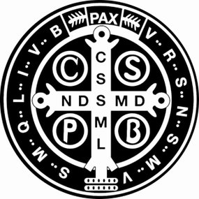 Adesivo Medalha de São Bento preto e branco M - 6un