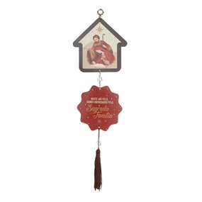 Adorno Duplo de Natal "Neste Lar Feliz Somos Abençoados" em MDF - Tam P