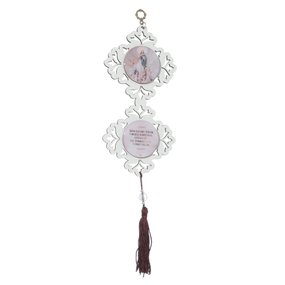 Adorno Duplo de Nossa Senhora da Imaculada Conceição em MDF com Pompom - Resinado