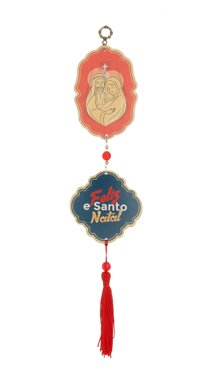 Adorno Duplo Natalino para Parede Feliz e Santo Natal - Mdf