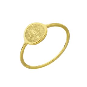 Anel da Medalha de São Bento na Cor Dourada em Inox - 6Un