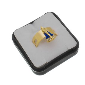 Anel Nossa Senhora Aparecida com Strass Azul - Regulável