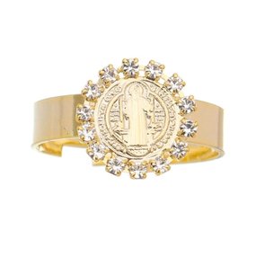 Anel de São Bento com Strass Regulável